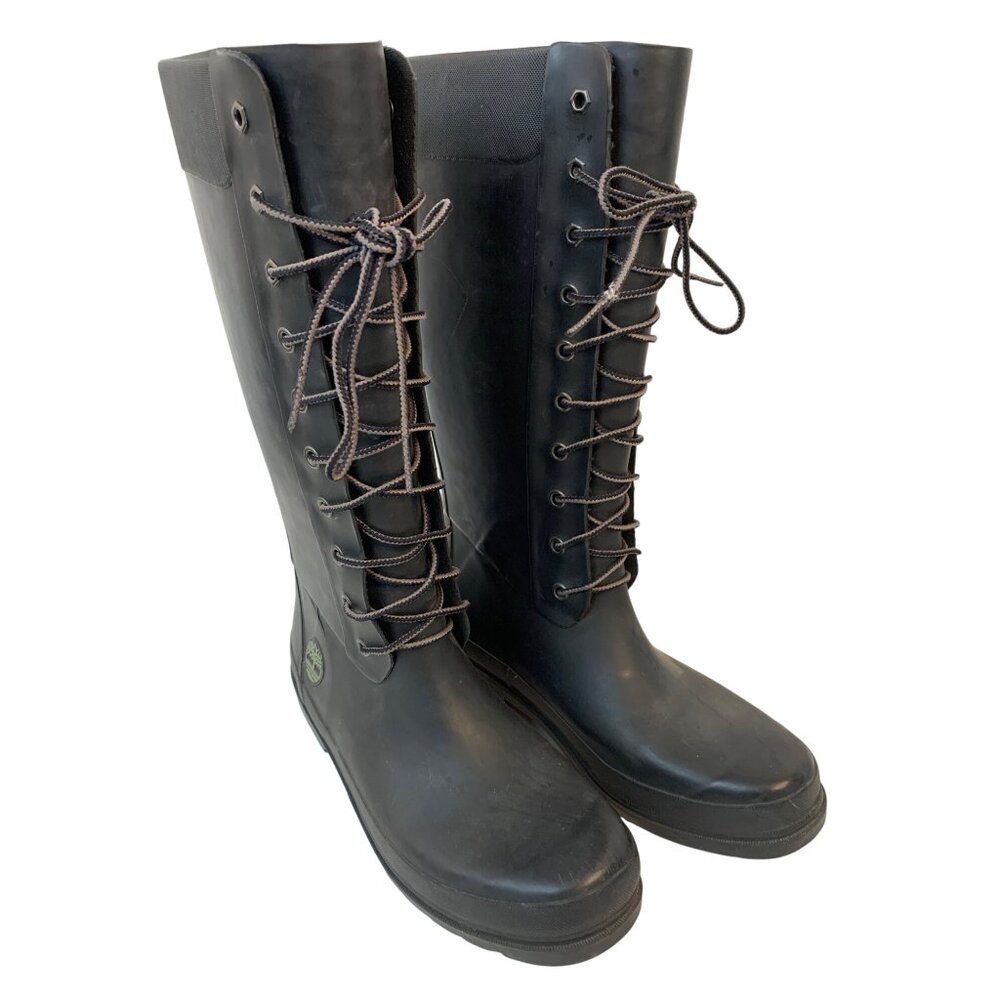 Timberland Womens Welfleet Black Rubber Tall Rain Mud Boots Size 8 B9025